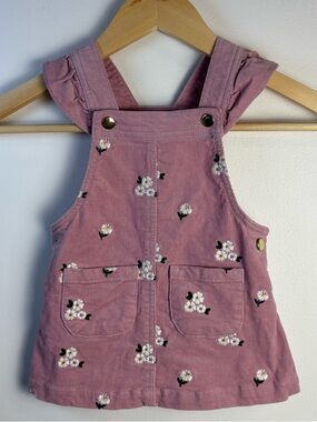 Cupcakes & Cashmere Girls Pink Mauve Floral Corduroy Jumper Dress Size 12M,
